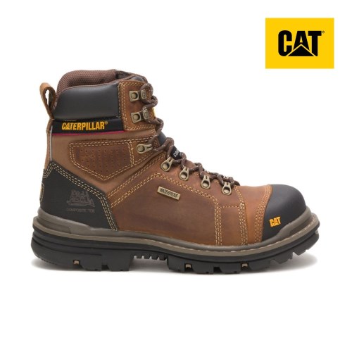 CAT Hauler 6" Waterproof Composite Toe Men's Work Boots Dark Beige (AU V-380) Australia